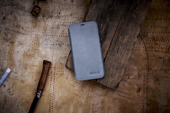 Minim Samsung Galaxy S20 Ultra Hoesje Echt Leer Book Case Blauw