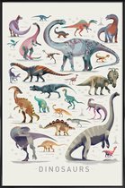 JUNIQE - Poster in kunststof lijst Dinosauruskaart -20x30 /Kleurrijk