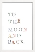 JUNIQE - Poster in houten lijst To The Moon and Back -30x45 /Kleurrijk
