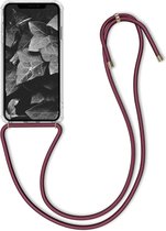 kwmobile telefoonhoesje compatibel met Apple iPhone XS Max - Hoesje met koord - Back cover in transparant / donkerrood