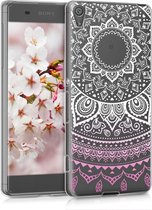 kwmobile telefoonhoesje voor Sony Xperia XA - Hoesje voor smartphone in poederroze / wit / transparant - Indian Sun design