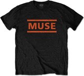 Muse Heren Tshirt -L- Orange Logo Zwart