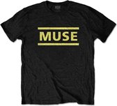 Muse Heren Tshirt -S- Yellow Logo Zwart