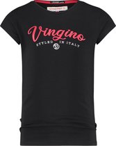 Vingino T-shirt Essentials Met Logo Meisjes Katoen Zwart Mt 104