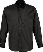 SOLS Heren Bel-Air Lange Mouw Twill Work Shirt (Zwart)