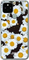 6F hoesje - geschikt voor Google Pixel 5 -  Transparant TPU Case - Daisies #ffffff