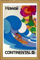 JUNIQE - Poster met houten lijst Vintage Hawaï -30x45 /Kleurrijk