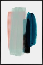 JUNIQE - Poster met kunststof lijst Roze en teal - abstract -13x18