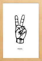 JUNIQE - Poster in houten lijst Peace -40x60 /Wit & Zwart