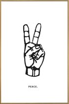 JUNIQE - Poster met kunststof lijst Peace -60x90 /Wit & Zwart