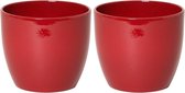 2x pot de fleur en céramique rouge vin brillant pour plante d'intérieur H29 x D36 cm - pots de plantes d'intérieur
