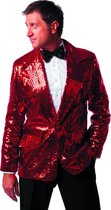 Wilbers & Wilbers - Glitter & Glamour Kostuum - Rood Showmaster Paillettencolbert Luxe Man - rood - Maat 60 - Carnavalskleding - Verkleedkleding