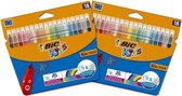 BIC Kids Kid Couleur kleurstiften met medium punt - Voordeelpak - Verschillende kleuren - Bundel van twee viltstift verpakkingen van 18 stuks