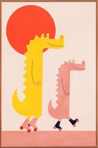 JUNIQE - Poster met kunststof lijst Roller Crocs -40x60 /Geel & Rood