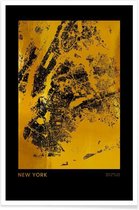 JUNIQE - Poster New York gouden -20x30 /Goud & Zwart