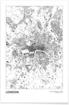 JUNIQE - Poster London kaart -13x18 /Wit & Zwart