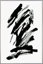 JUNIQE - Poster met kunststof lijst Black Abstract -30x45 /Wit & Zwart