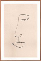 JUNIQE - Poster met kunststof lijst Line Portrait -30x45 /Ivoor &