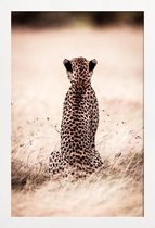 JUNIQE - Poster met houten lijst Still Leopard -13x18 /Bruin