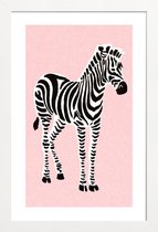 JUNIQE - Poster in houten lijst Zebra Pink -20x30 /Roze
