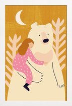 JUNIQE - Poster met houten lijst Bear Hug -13x18 /Geel