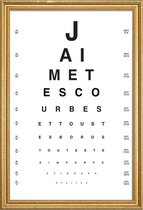 JUNIQE - Poster met houten lijst Eye Chart Je t'aime -60x90 /Wit &