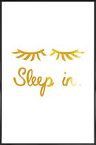 JUNIQE - Poster met kunststof lijst Sleep In gouden -40x60 /Goud & Wit
