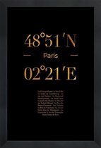 JUNIQE - Poster met houten lijst Paris gouden -40x60 /Goud & Zwart