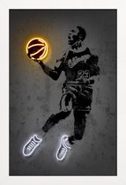 JUNIQE - Poster in houten lijst Michael Jordan 23 -30x45 /Geel & Zwart