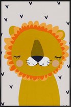 JUNIQE - Poster in kunststof lijst Leeuw kinderkamer illustratie