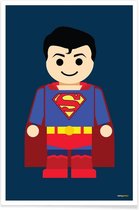 JUNIQE - Poster Superman Toy -20x30 /Blauw & Rood