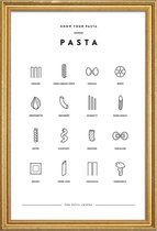 JUNIQE - Poster met houten lijst Pasta infographic -30x45 /Wit & Zwart