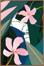 JUNIQE - Poster met kunststof lijst Oleander illustratie -40x60 /Groen