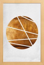 JUNIQE - Poster met houten lijst Circle -13x18 /Bruin & Wit