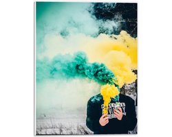 Forex - Blauw/Gele Rookbom - 30x40cm Foto op Forex