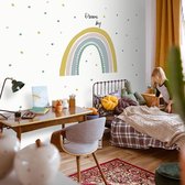 Muurstickers Rainbow with dots - yellow/ green Regenboog met 200 stippen