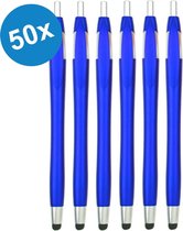 50 Stuks - Stylus Pen voor tablet en smartphone - Met Penfunctie - Touch Pen - Voorzien van clip - Blauw