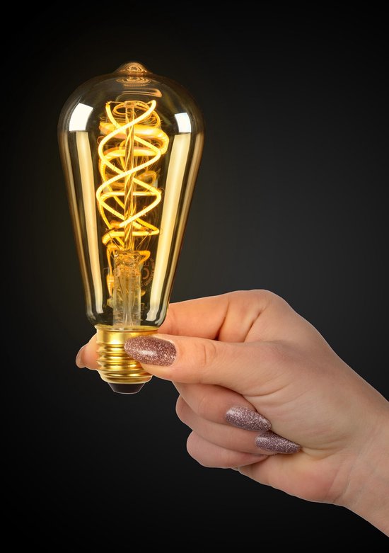 Lucide ST64 - Filament lamp - Ø 6,4 cm - LED Dimb. - E27 - 1x4,9W 2200K - Amber