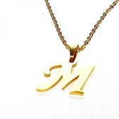 Ketting alfabet M - Goud