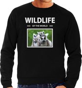 Dieren foto sweater Ringstaart maki - zwart - heren - wildlife of the world - cadeau trui Ringstaart makis liefhebber XL