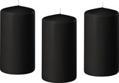 8x Zwarte cilinderkaarsen/stompkaarsen 6 x 12 cm 45 branduren - Geurloze kaarsen zwart