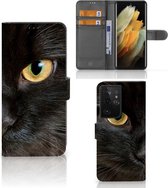 Telefoonhoesje Geschikt voor Samsung Galaxy S21 Ultra Beschermhoesje Zwarte Kat