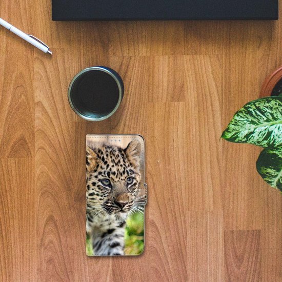 Coque OPPO A73 5G Cuir PU Protection Etui Housse pour Bébé Leopard