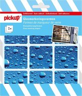 Pickup glasmarkeringsvorm transparant blauw druppels - 4,5x4,5 cm