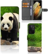 Telefoontas Geschikt voor Samsung Galaxy S21 Ultra Hoesje Panda