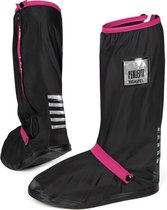 Zwart met roze band hoge regenoverschoenen (Shoe Cover) van Perletti XS