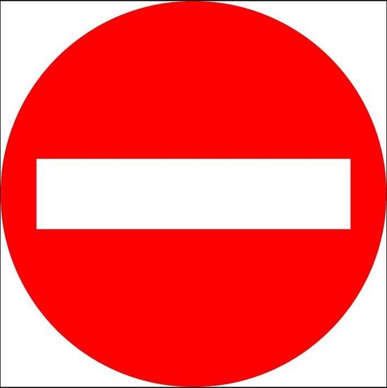 Verboden in te rijden bord kunststof C2 200 mm bol