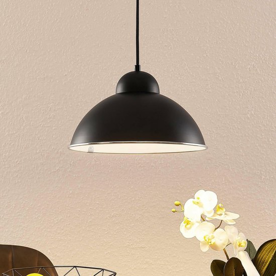 Lindby - hanglamp - 1licht - metaal - H: 17 cm - E27 - mat zwart
