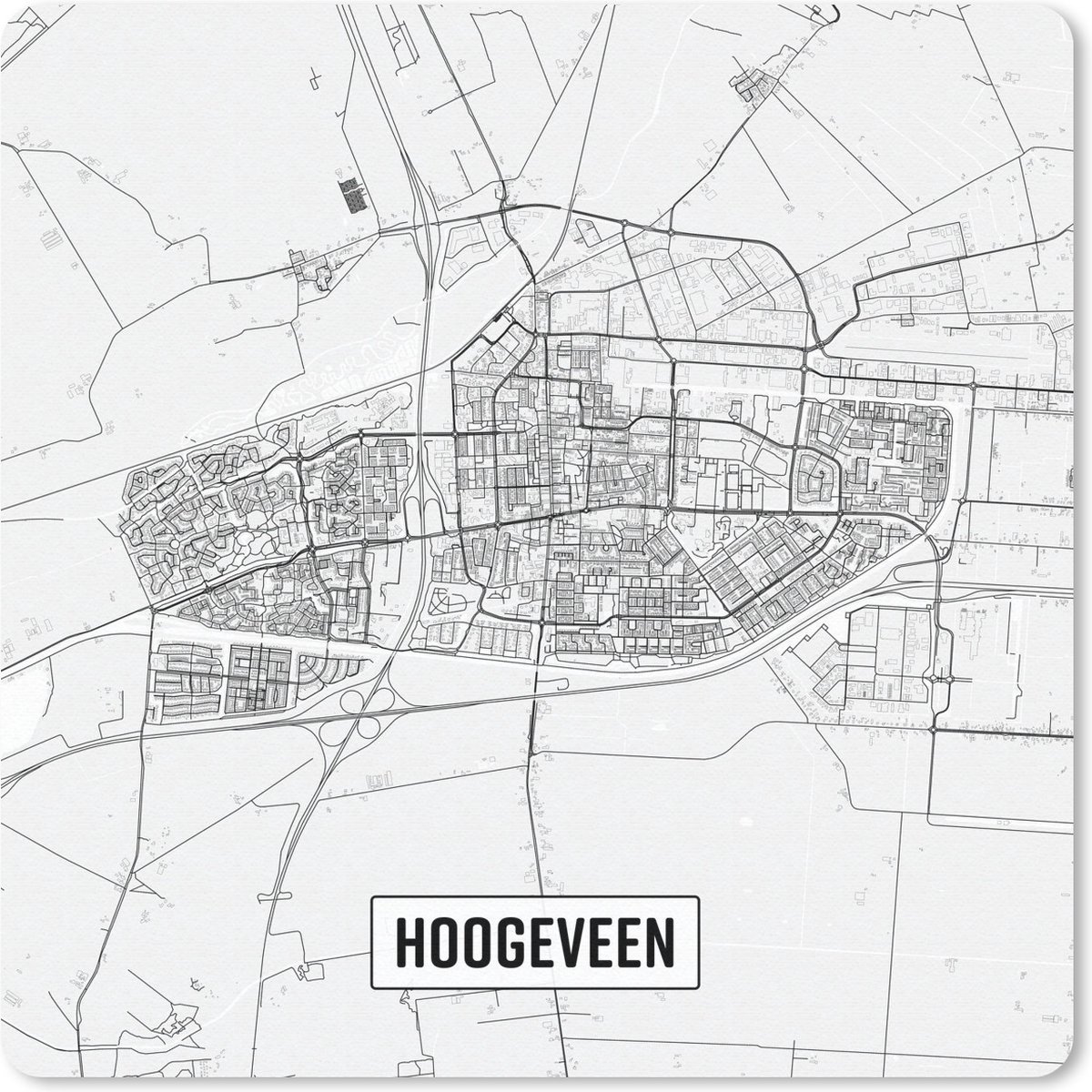 Muismat 20x20 cm - Mousepad Stadskaart Hoogeveen - Muismatten