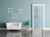 Luxe Deursticker Vintage blauwe planken - blauw|bruin - Sticky Decoration - deurposter - decoratie - woonaccesoires - op maat voor jouw deur